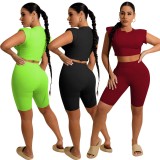 Solid Sexy Two Piece Shorts Set YD-8567