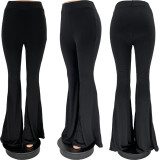 Solid Mid-Waist Flared Pants WSYF-5926
