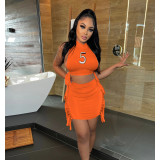 Embroidery Sleeveless Crop Top+Tassel Skirt 2 Piece Sets FOSF-8206