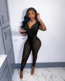 Sexy Mesh Velvet Patchwork Sleeveless Jumpsuit NIK-282