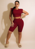 Solid Sexy Two Piece Shorts Set YD-8567