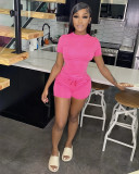 Solid T Shirt And Shorts Two Piece Sets WSM-5304