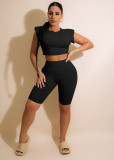 Solid Sexy Two Piece Shorts Set YD-8567