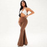 Solid Mid-Waist Flared Pants WSYF-5926