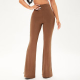 Solid Mid-Waist Flared Pants WSYF-5926
