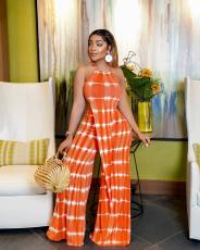 Tie Dye Print Irregular Top Wide Leg Pants 2 Piece Sets WSM-5303