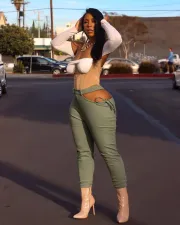 Solid Sexy Hollow Out Skinny Pencil Pants QY-5268