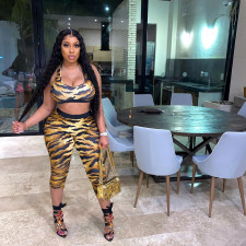 Sexy Printed Tank Top+Calf Length Pants 2 Piece Sets JPF-1063