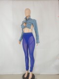 Sexy Mesh See Through Tight Pants (Without Top) FENF-218