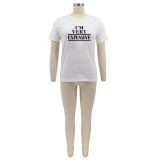 Letter Print Short Sleeve O Neck T Shirt BMF-059W