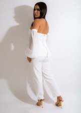 Sexy Mesh Patchwork Long Sleeve 2 Piece Pants Set JH-299