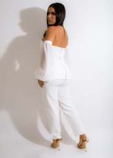 Sexy Mesh Patchwork Long Sleeve 2 Piece Pants Set JH-299
