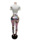 Casual Printed T Shirt And Pants 2 Piece Sets MEM-88427