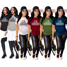 Plus Size Letter Print Short Sleeve T Shirt SFY-059W