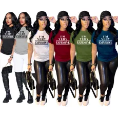Plus Size Letter Print Short Sleeve T Shirt SFY-059W