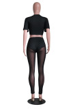 Sexy Mesh Pants+T Shirt Two Piece Sets YS-S807