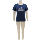 Plus Size Letter Print Short Sleeve T Shirt SFY-059W