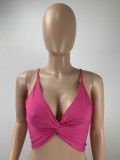 Sexy Solid Knotted Cami Top ML-7469