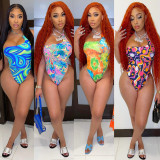 Sexy Printed Halter One-Piece Swimsuit MAE-2133