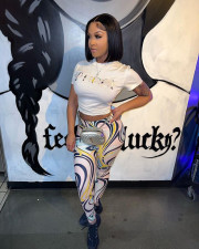 Casual Printed T Shirt And Pants 2 Piece Sets MEM-88427