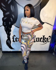 Casual Printed T Shirt And Pants 2 Piece Sets MEM-88427