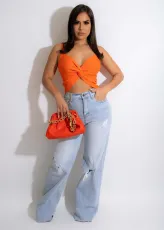 Sexy Solid Knotted Cami Top ML-7469