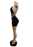 Sexy Mesh Patchwork Backless Romper MEM-88425