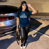 Plus Size Letter Print Short Sleeve T Shirt SFY-059W