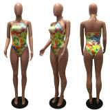 Sexy Printed Halter One-Piece Swimsuit MAE-2133