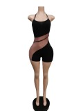 Sexy Mesh Patchwork Backless Romper MEM-88425