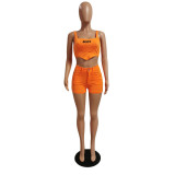 Body Letter Print Vest Top And Shorts 2 Piece Sets GCNF-00231