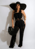 Sexy Mesh Ruffled Tube Top And Pants 2 Piece Sets LSD-82027