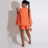 Solid Cloak Coat And Shorts Two Piece Sets NY-2332