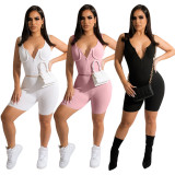 Solid Sexy Sleeveless Zipper Tight Romper LSD-82030