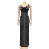 Sexy Hot Drilling Mesh Night Club Dress BY-5618