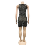 Sexy Hot Drilling Beading Sleeveless Night Club Dress BY-5651
