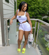 Body Letter Print Vest Top And Shorts 2 Piece Sets GCNF-00231