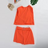 Solid Cloak Coat And Shorts Two Piece Sets NY-2332