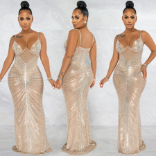 Sexy Hot Drilling Mesh Night Club Dress BY-5618