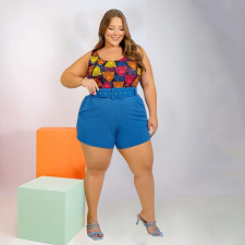 Casual Printed Bodysuit+Shorts 2 Piece Sets PHF-13272