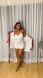 Sexy Sling Mini Dress+Cloak Coat Pajamas Sets DAI-8380