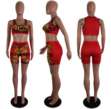 Cartoon Print Tank Top And Shorts 2 Piece Sets LSL-6487