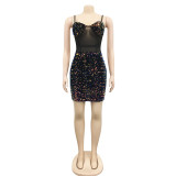 Sexy Sequin Mesh Nigh Club Sling Dress BY-5637