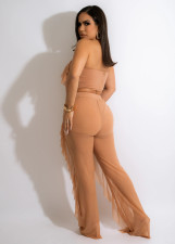 Sexy Mesh Ruffled Tube Top And Pants 2 Piece Sets LSD-82027