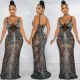 Sexy Hot Drilling Mesh Night Club Dress BY-5618