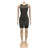 Sexy Hot Drilling Beading Sleeveless Night Club Dress BY-5651
