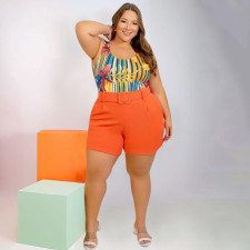 Casual Printed Bodysuit+Shorts 2 Piece Sets PHF-13272