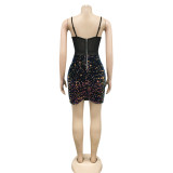 Sexy Sequin Mesh Nigh Club Sling Dress BY-5637