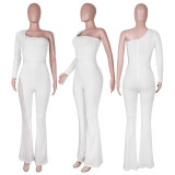 Sexy Mesh Patchwork Hot Drilling One Shoulder Jumpsuit MA-Y479