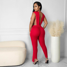 Sexy Deep V Neck Sleeveless Backless Jumpsuit ASL-6566